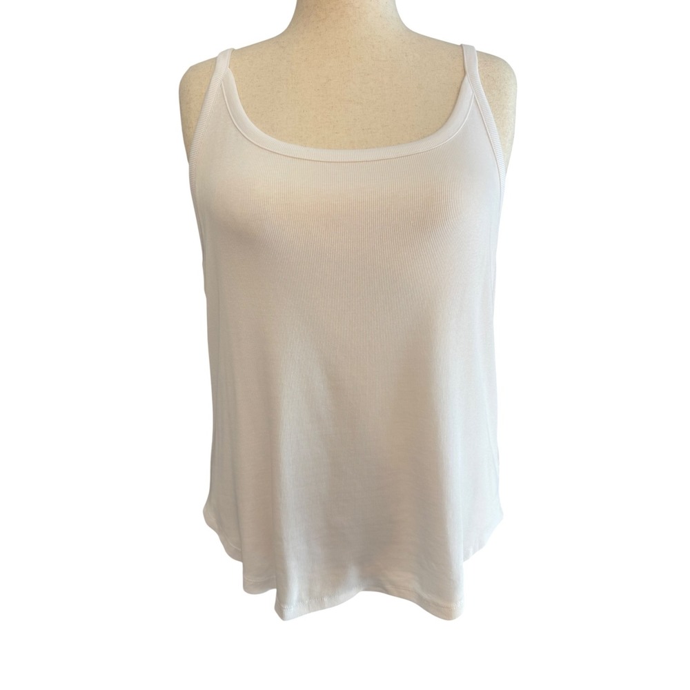 Madewell Womens White Ribbed Supima Cotton Scoop Neck Tank Top NK206 Plus 4X NWT